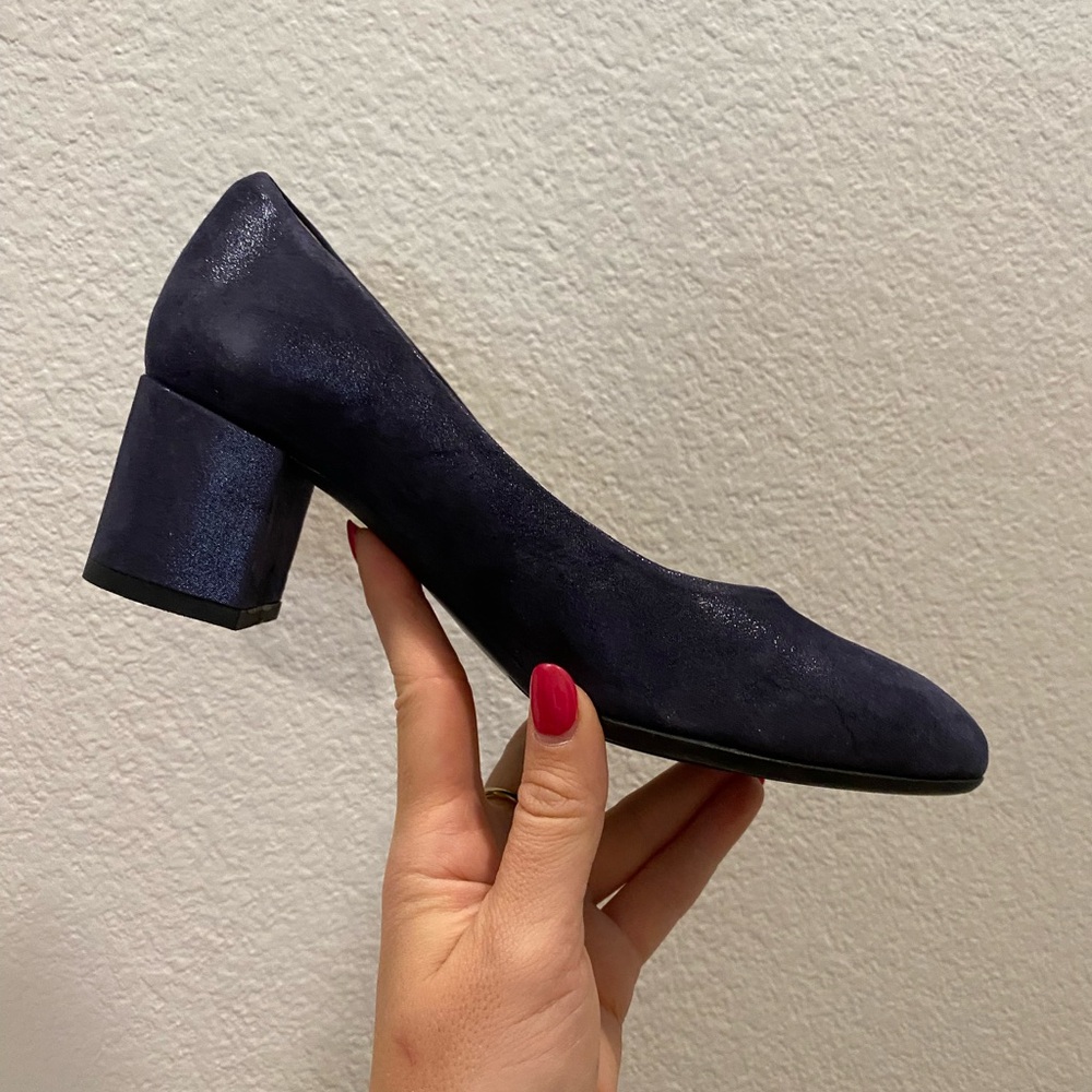 Cristian Daniel Italian Elegant Black Leather Block Heel Pumps IT36 NWB